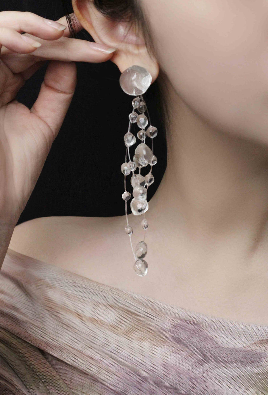 Designer Crystal Resin Waterdrop Tassel Earrings 2 - be fruitful