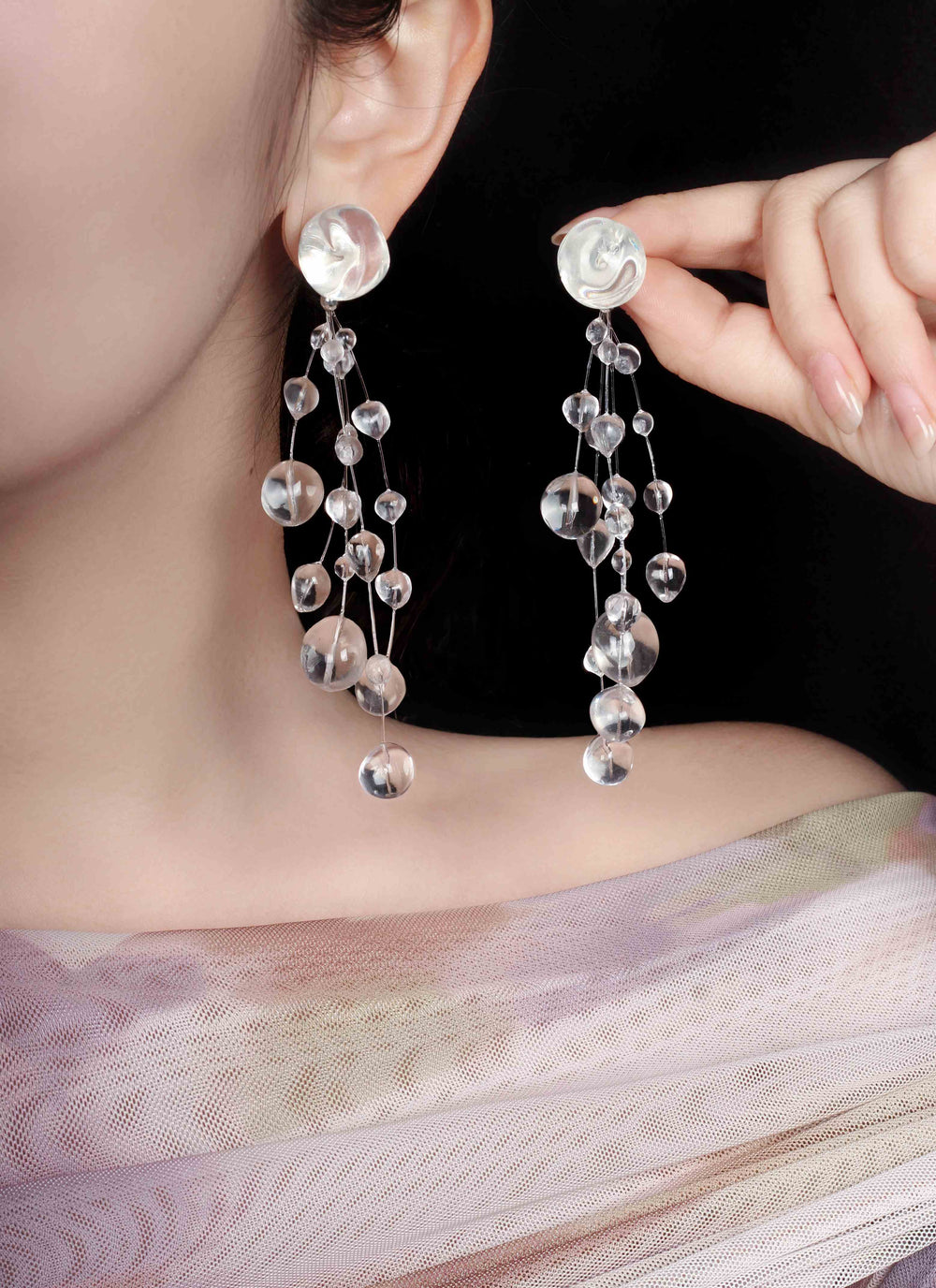 Designer Crystal Resin Waterdrop Tassel Earrings 7 - be fruitful
