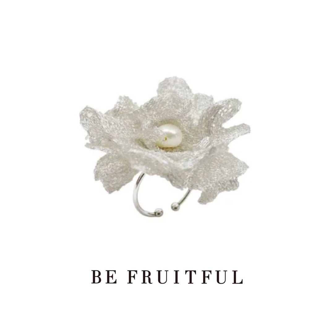 Camellia Flower Pearl Open Ring