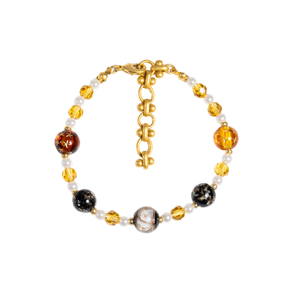 Amber Galaxy Bead Bracelet