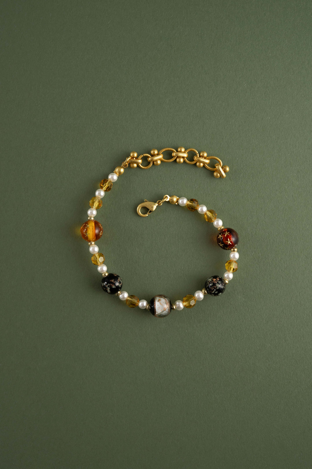 Amber Galaxy Bead Bracelet