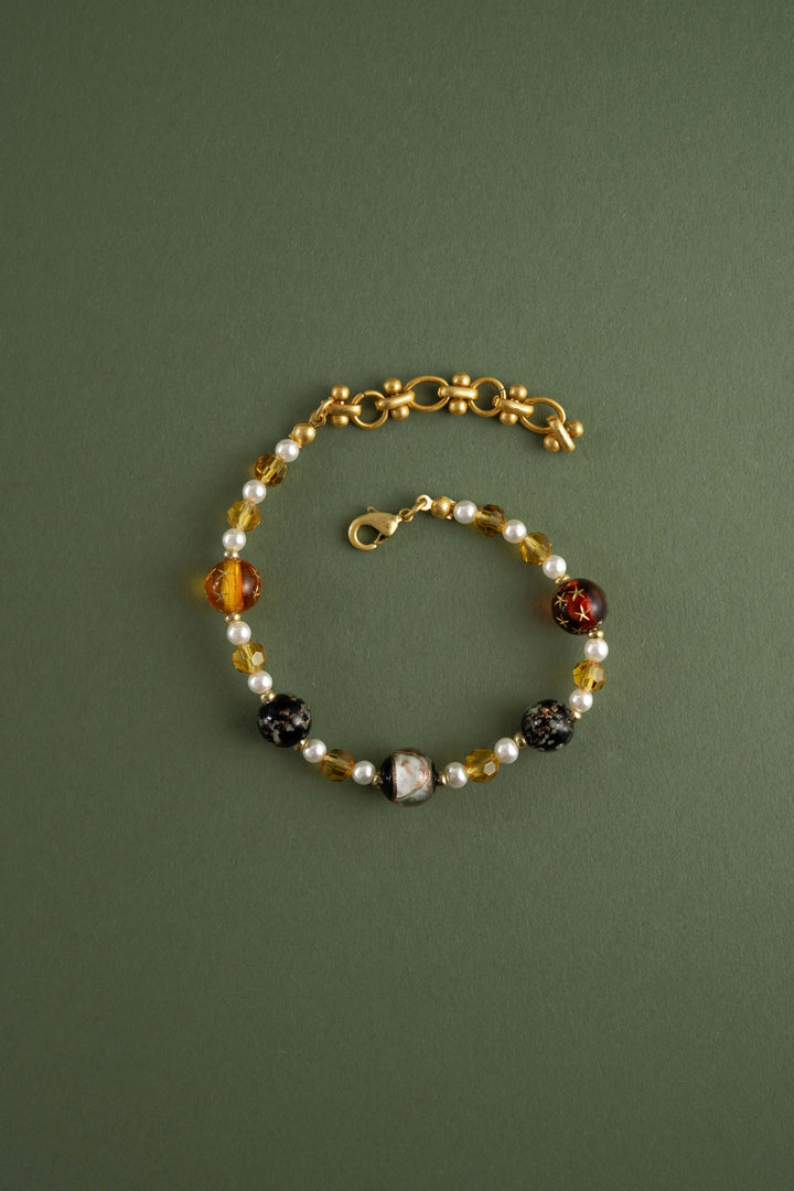 Amber Galaxy Bead Bracelet