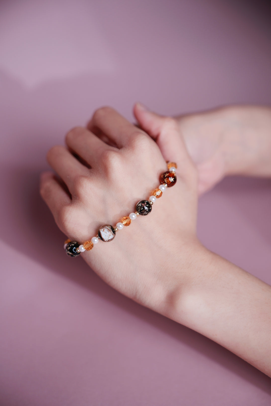Amber Galaxy Bead Bracelet