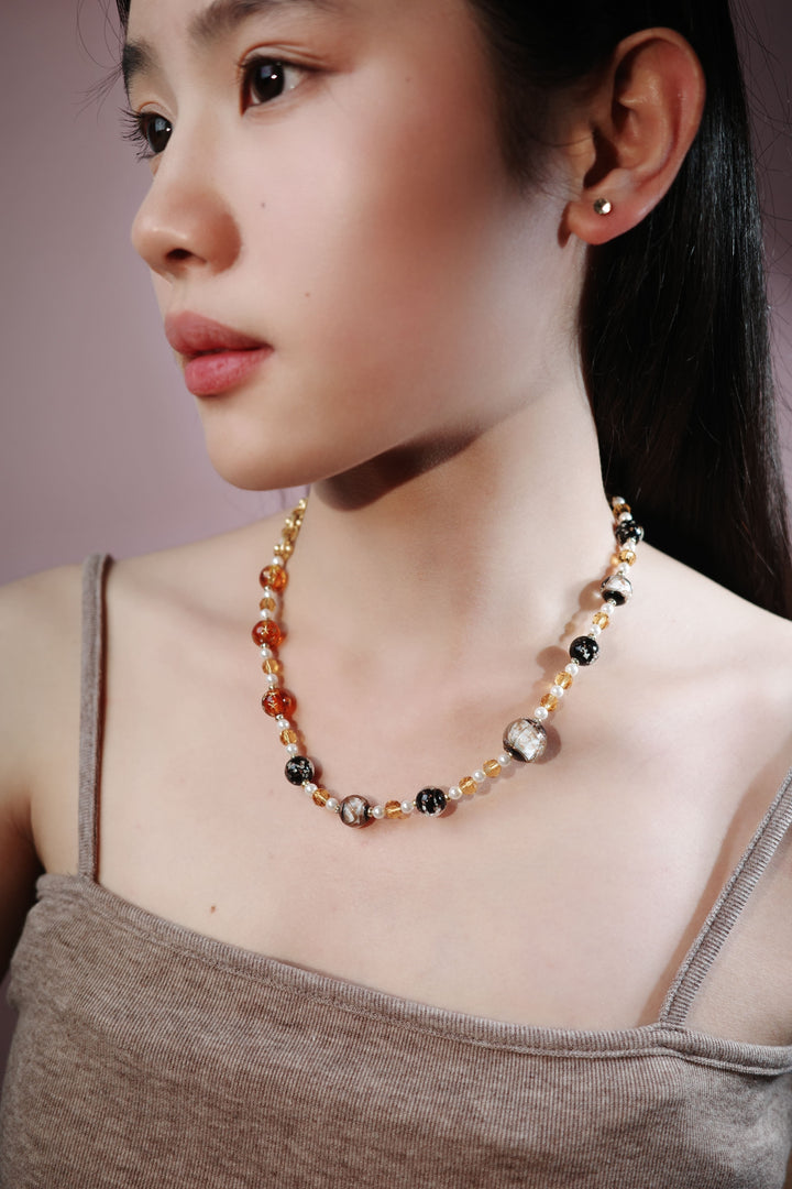 Amber Noir Bead Necklace