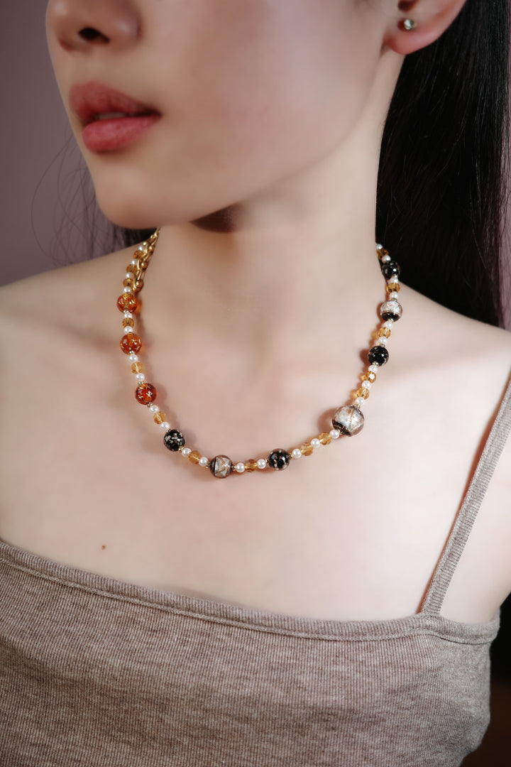 Amber Noir Bead Necklace