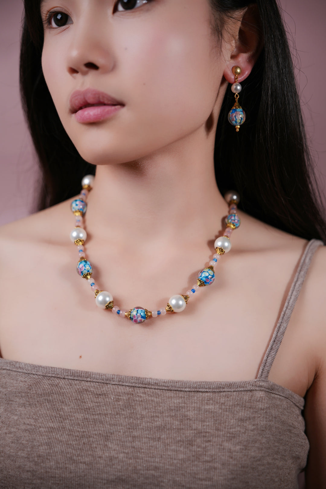 Artisan Floral Liu Li & Pearl Necklace