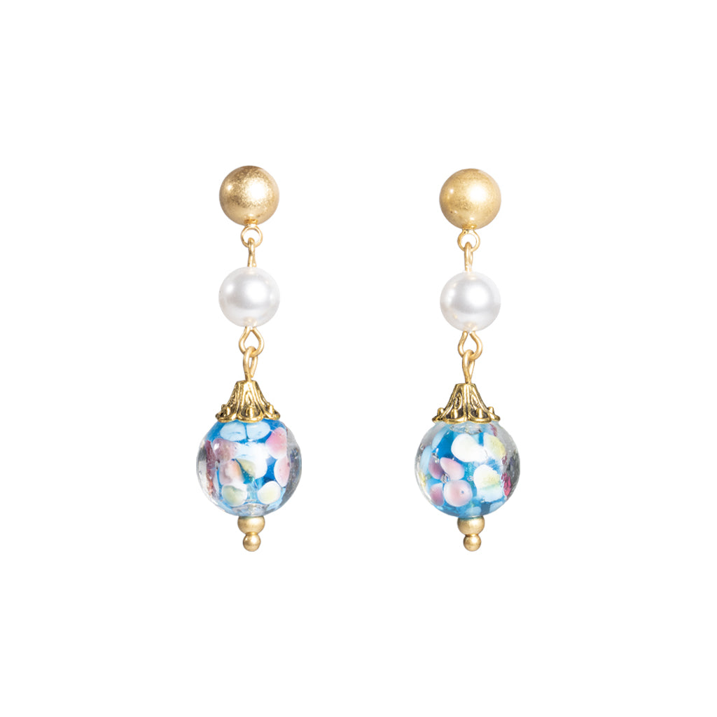 Blue Floral Liu Li & Pearl Drop Earring