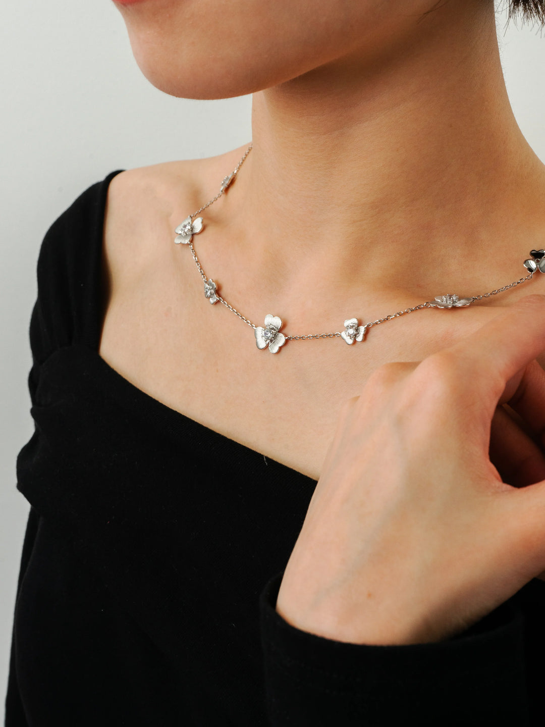 Camelia Necklace in 925 Sterling Silver Inspired by the Camellia flower, symbolizing elegance