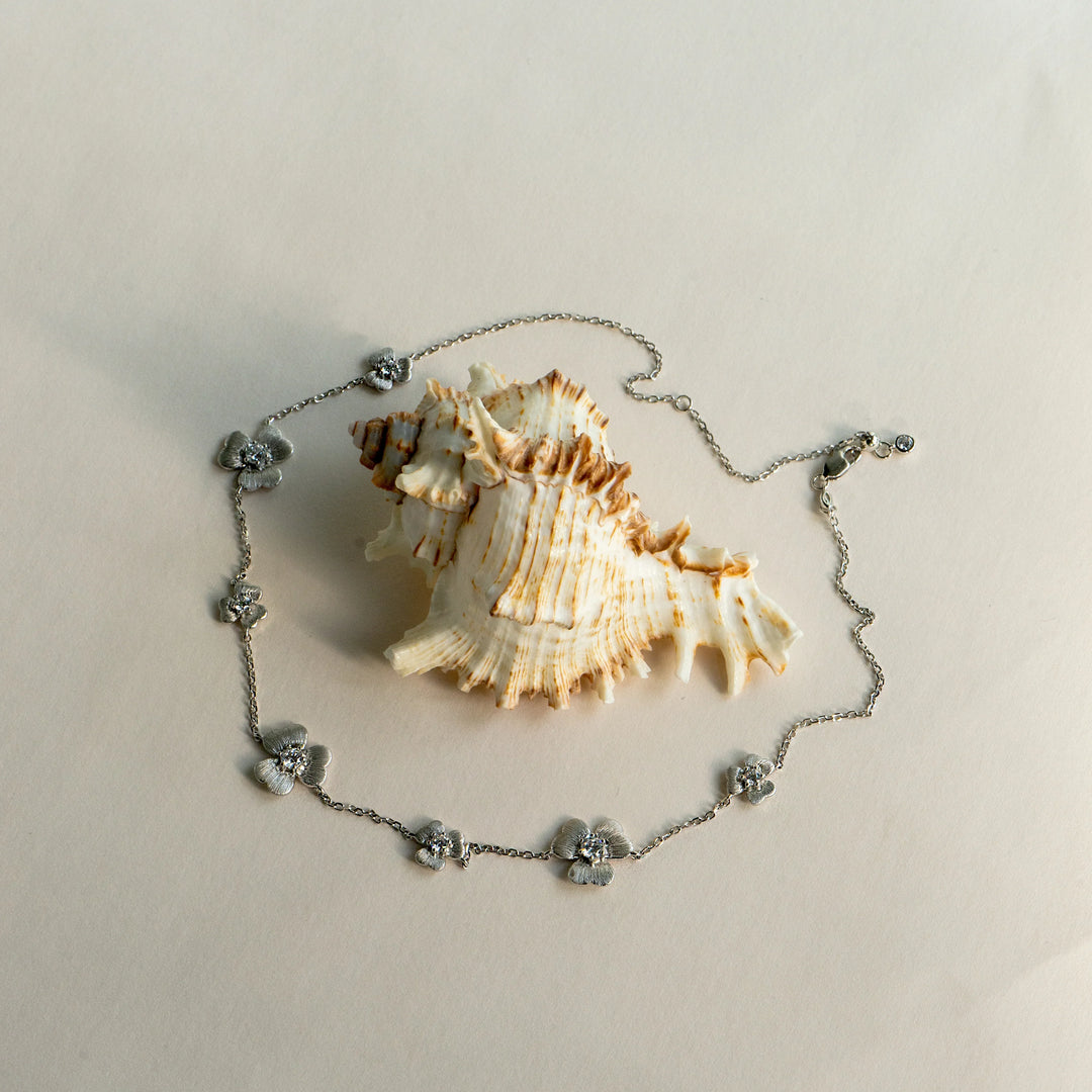 Camelia Necklace in 925 Sterling Silver Inspired by the Camellia flower, symbolizing elegance
