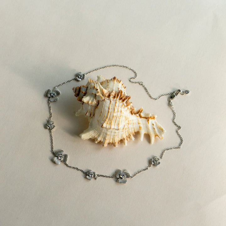 Camelia Necklace in 925 Sterling Silver Inspired by the Camellia flower, symbolizing elegance