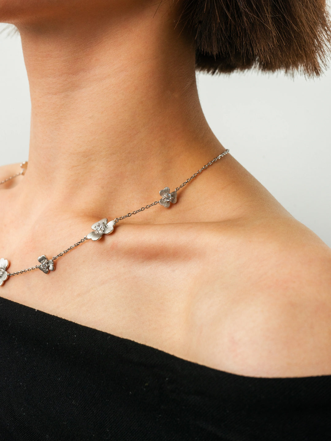 Camelia Necklace in 925 Sterling Silver Inspired by the Camellia flower, symbolizing elegance