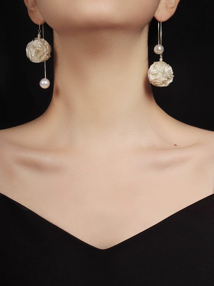 Camellia Flower 925 Silver Ear Thread