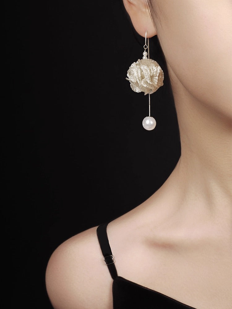 Camellia Flower 925 Silver Ear Thread