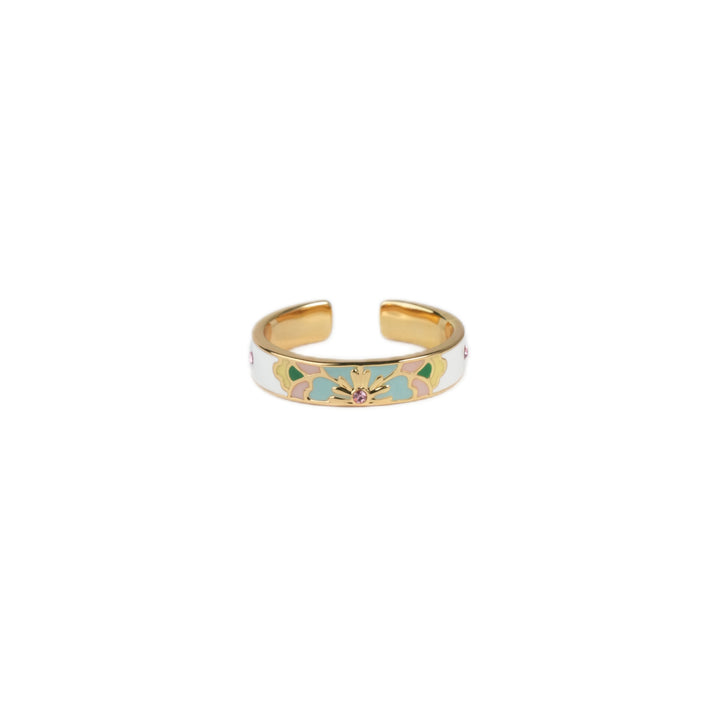 18k gold plated butterfly open ring with hand-painted enamel detail, Kyoto exclusive handmade jewelry for women, gift for her