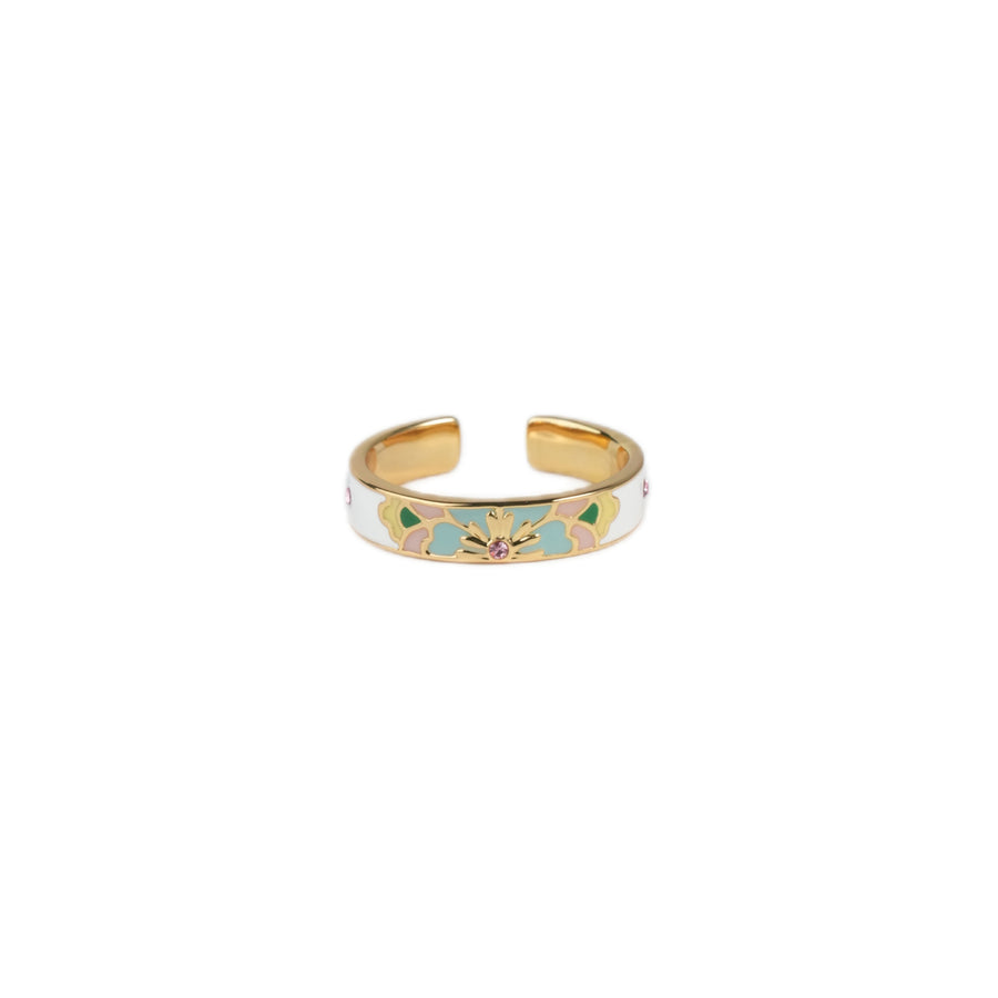 18k gold plated butterfly open ring with hand-painted enamel detail, Kyoto exclusive handmade jewelry for women, gift for her