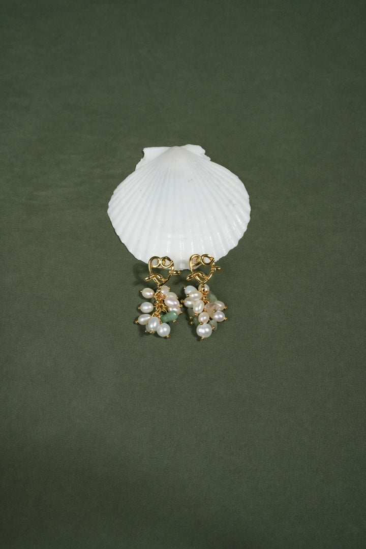 Melted Relic · Heart Pearl Cluster Earrings