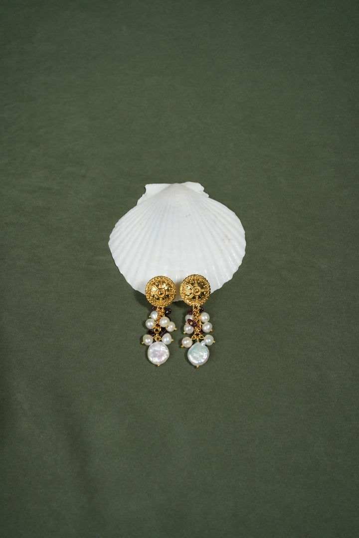 Melted Relic · Coin Pearl Drop Earrings