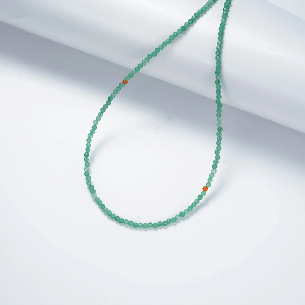 Green Chalcedony Handmade Beaded Necklace in 925 Sterling Silver - BE FRUITFUL