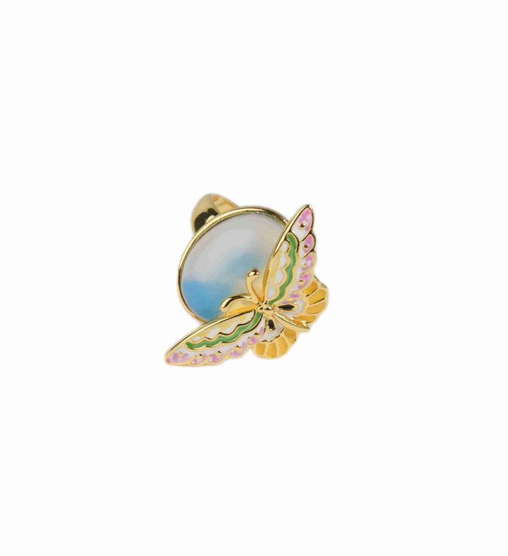 Chō Still · Moonstone Enamel Open Ring