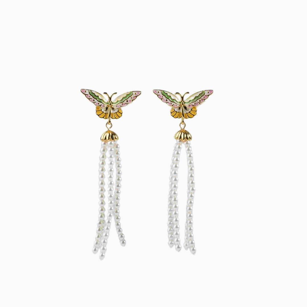 Chō Still · Layered Pearl Tassel Earrings