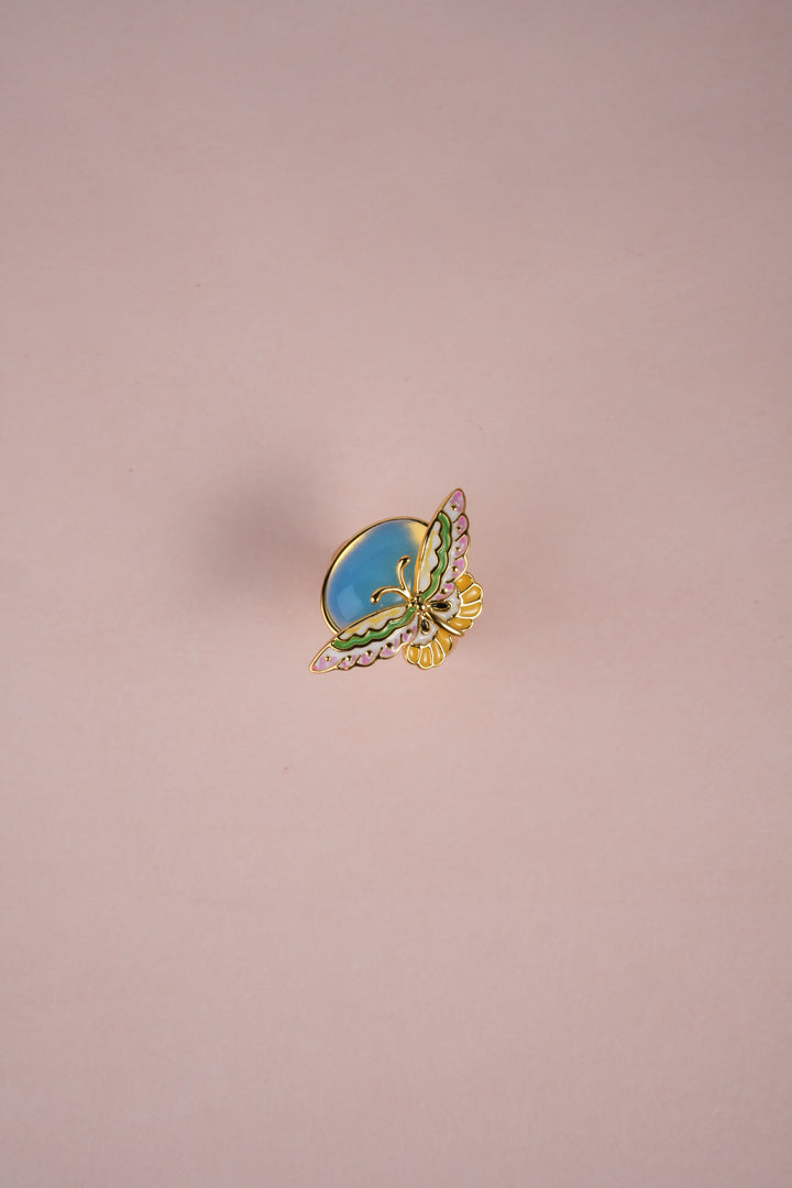 Chō Still · Moonstone Enamel Open Ring