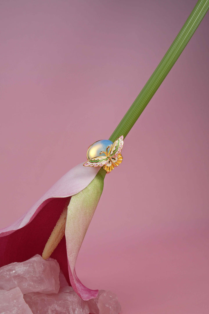 Chō Still · Moonstone Enamel Open Ring