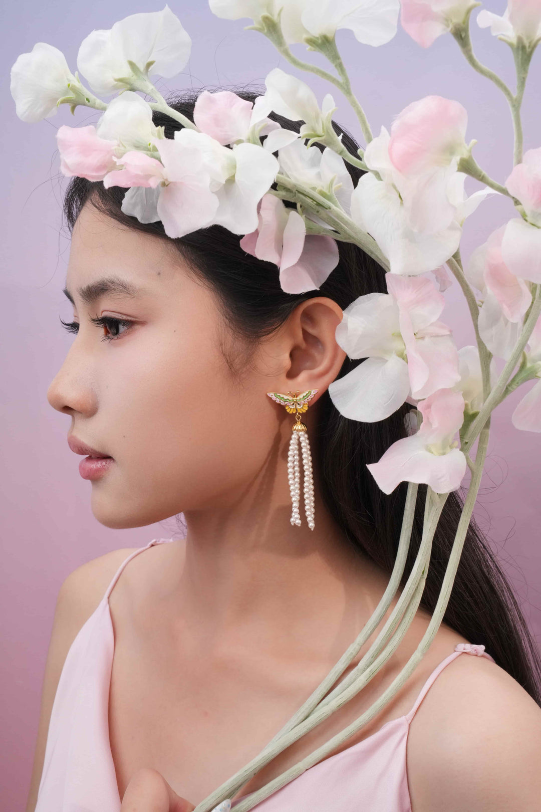 Chō Still · Layered Pearl Tassel Earrings