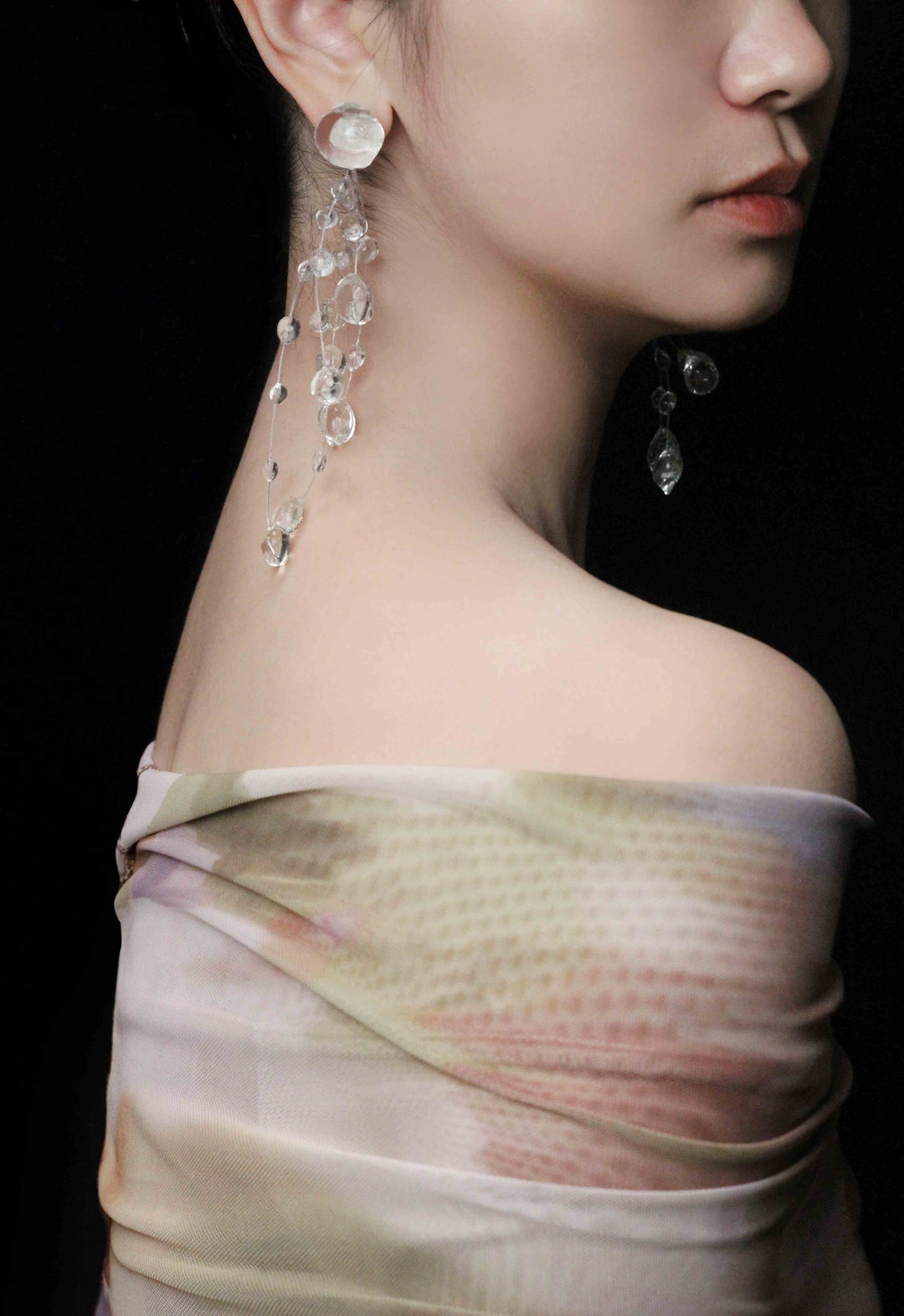 Designer Crystal Resin Waterdrop Tassel Earrings 1 - be fruitful