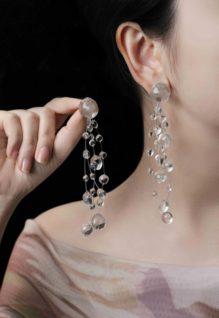 Designer Crystal Resin Waterdrop Tassel Earrings 3 - be fruitful