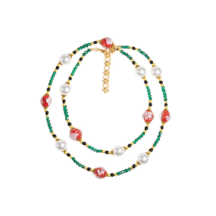 Double-Layered Emerald & Red Liu Li Necklace