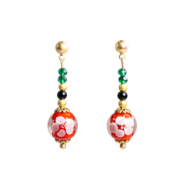 Emerald & Crimson Liu Li Earring