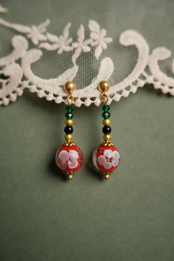 Emerald & Crimson Liu Li Earring