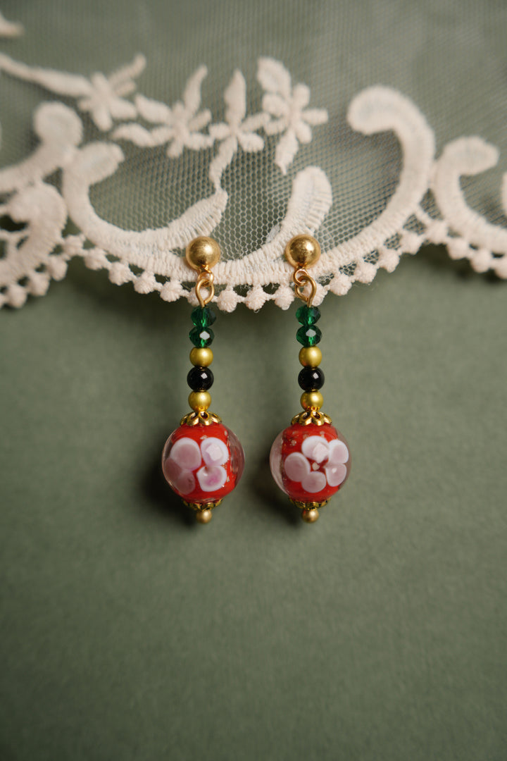 Emerald & Crimson Liu Li Earring