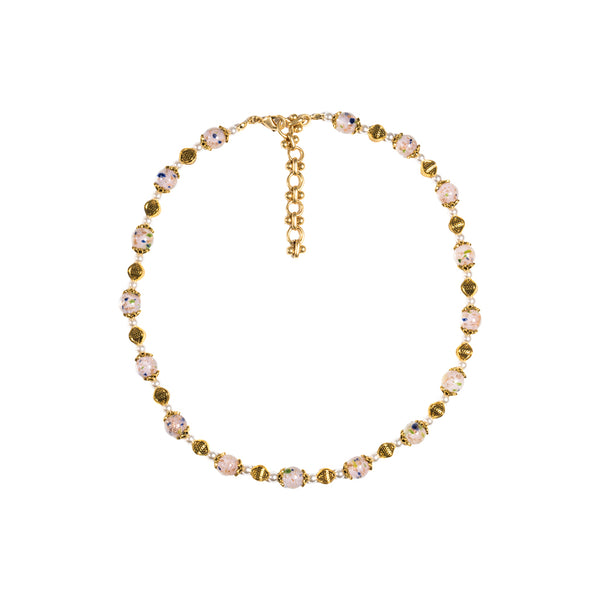 Floral Glazed Bead & Pearl Necklace