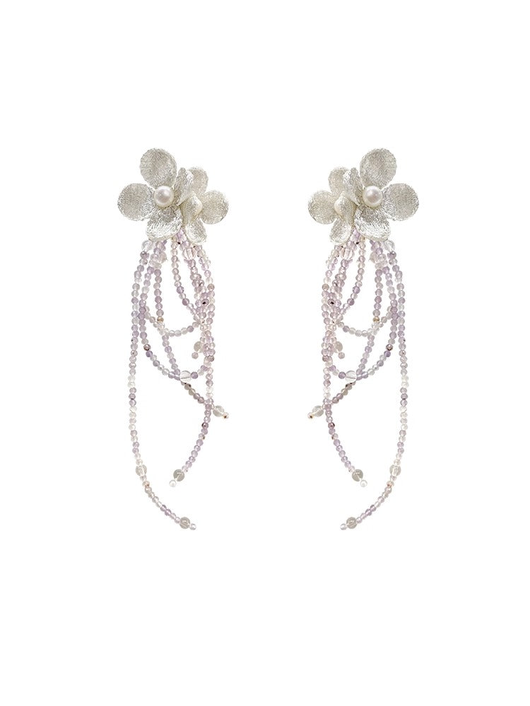 Flower Fringe Drop Earring