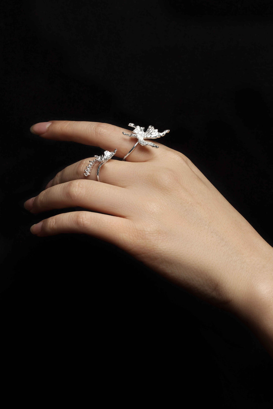 Flutterlight - Solid 925 Silver Butterfly Zircon Ring