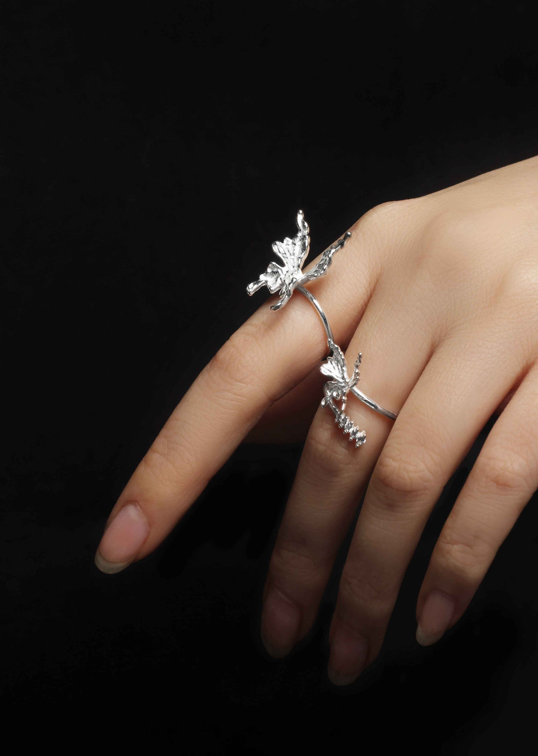 Flutterlight - Solid 925 Silver Butterfly Zircon Ring
