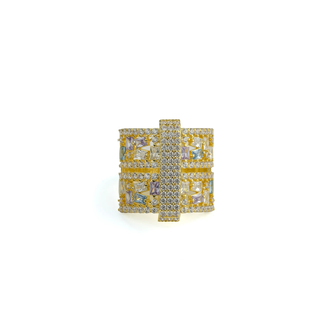 Geometric Radiant Ring in Gold-Plated Brass - BE FRUITFUL