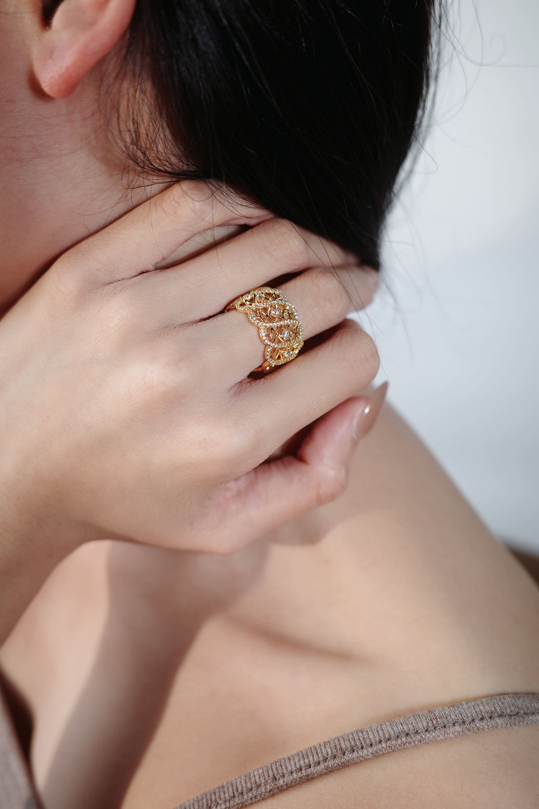 Glod Geometric Ring in Gold-Plated Brass