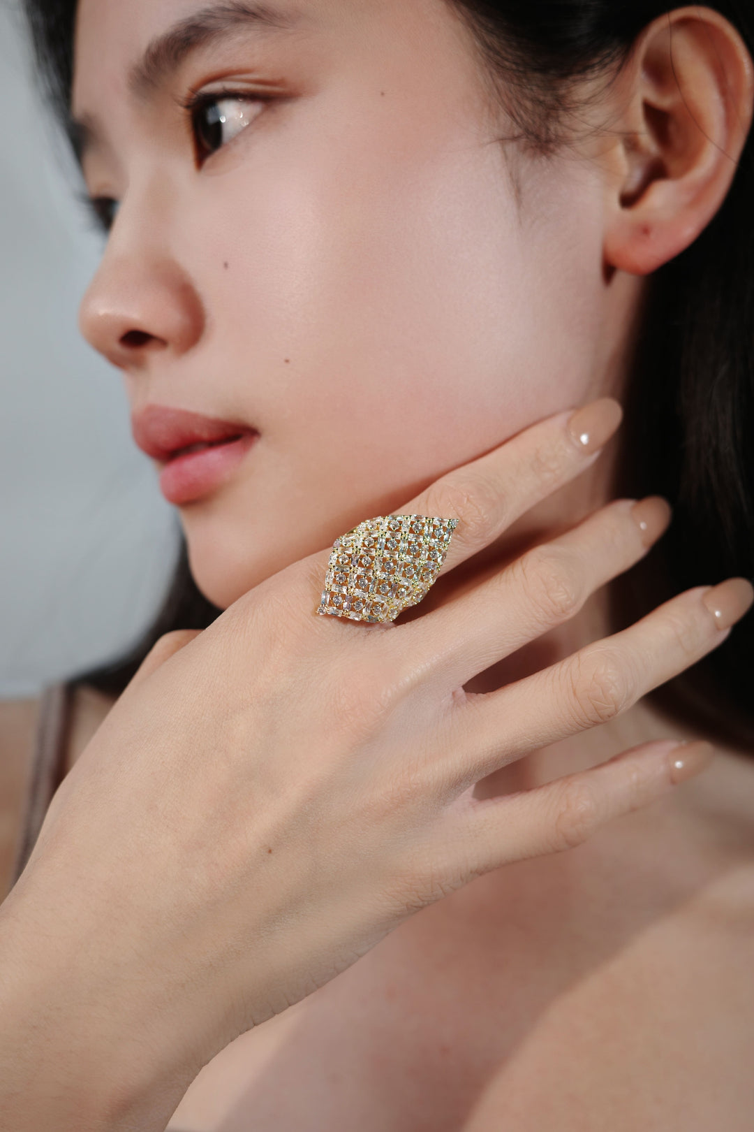 Golden Leaf Ring in Gold-Plated Brass