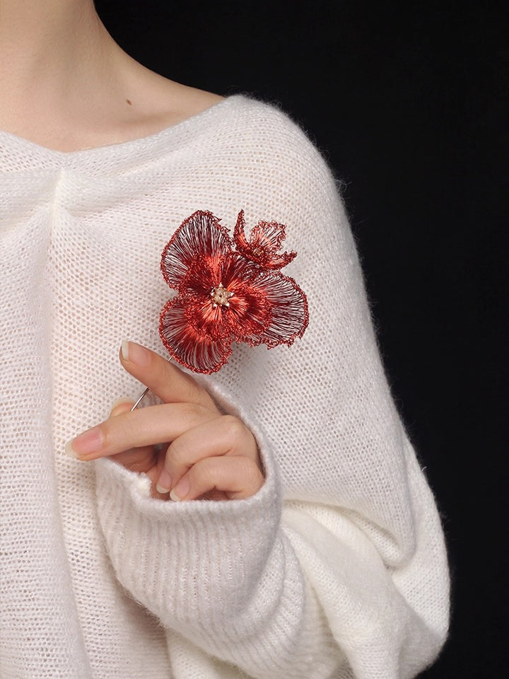 Handmade Crystal Flower Brooch