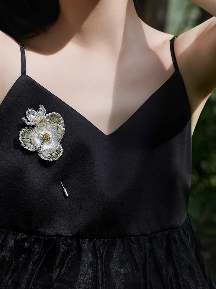 Handmade Crystal Flower Brooch