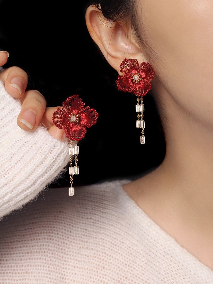 ハンドメイドクリスタルS925シルバースタッドイヤリング