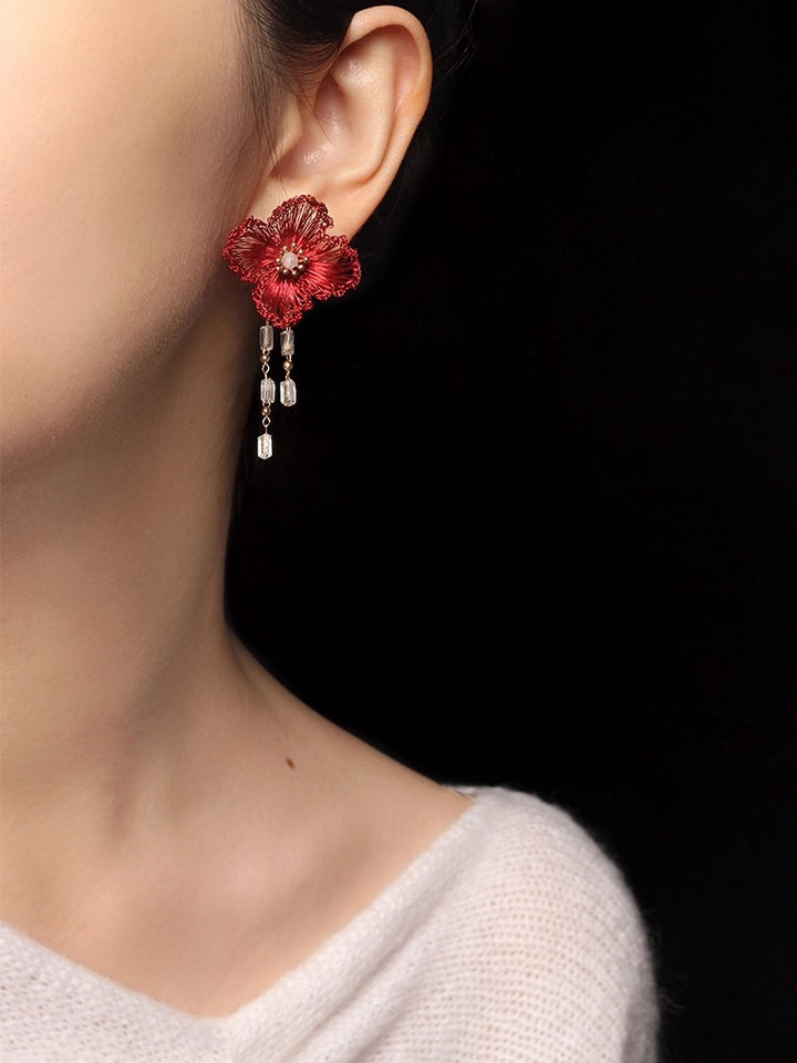 ハンドメイドクリスタルS925シルバースタッドイヤリング