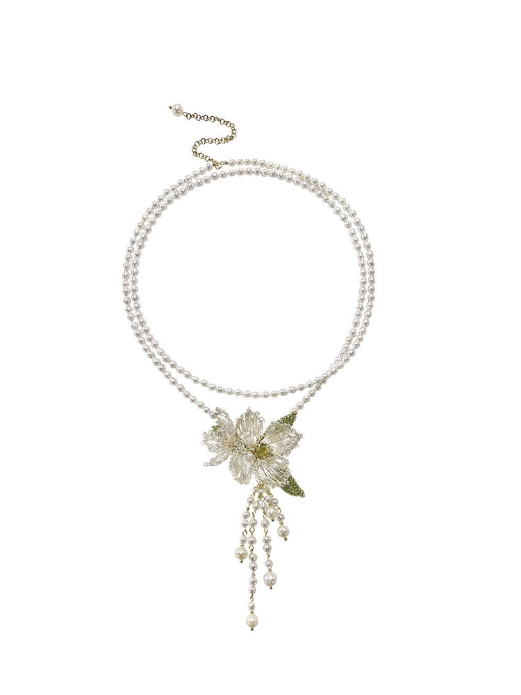 Handmade Plum Blossom Pearl Necklace