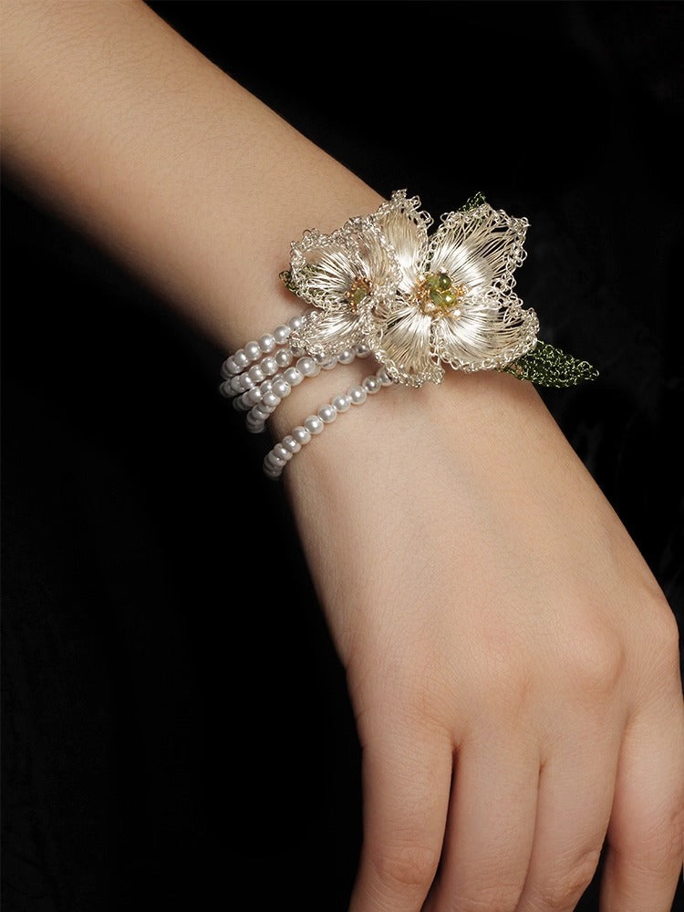 Handmade Plum Blossom Pearl Necklace