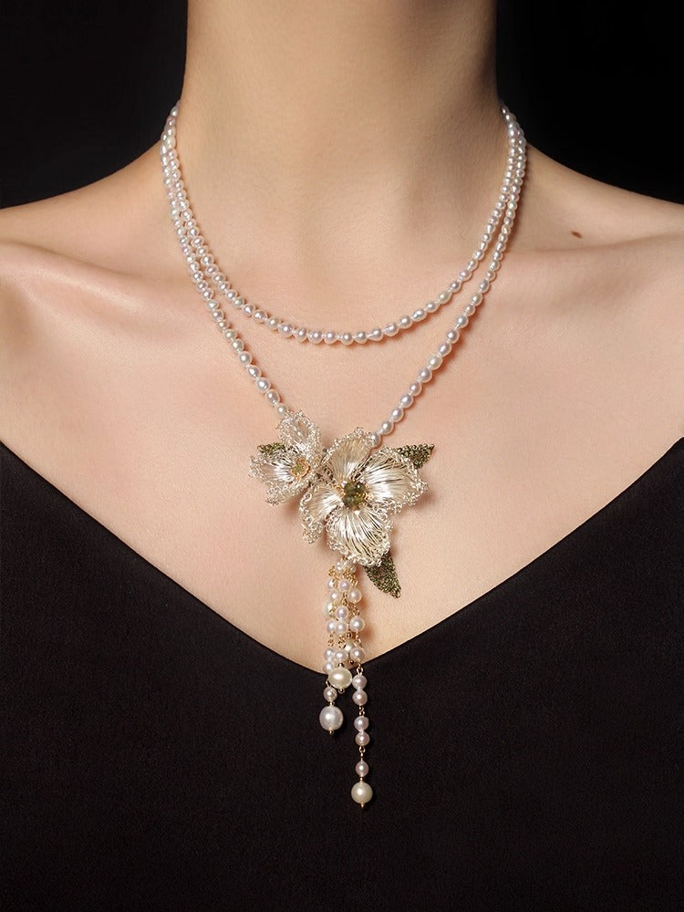Handmade Plum Blossom Pearl Necklace