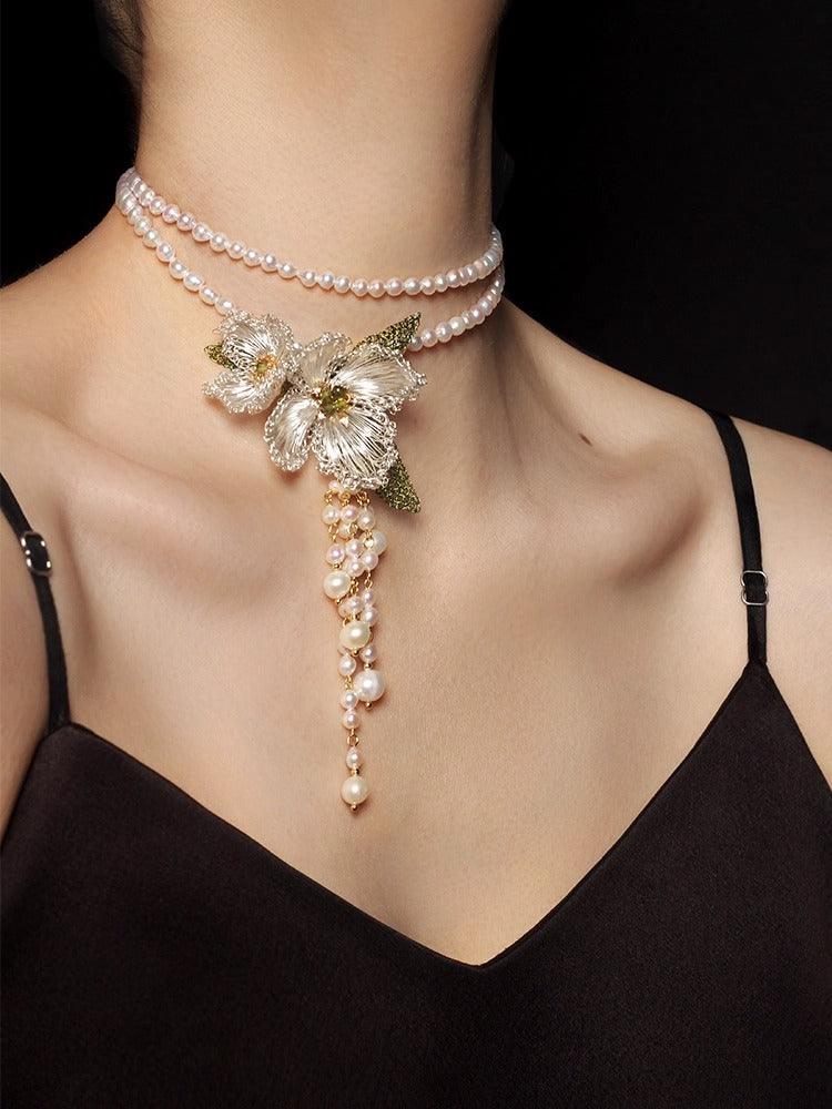 Handmade Plum Blossom Pearl Necklace