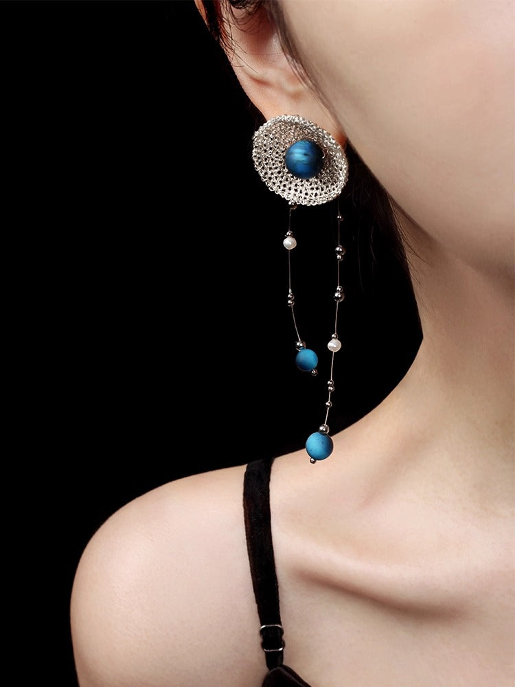 ハンドメイドタイガーアイスタッドイヤリング