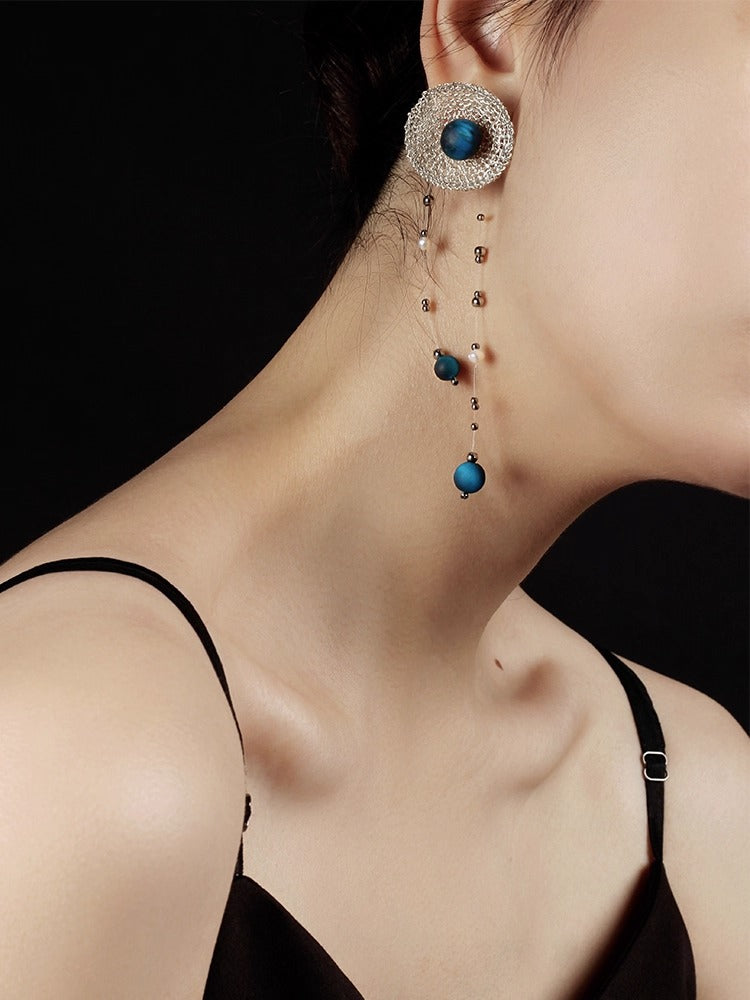 ハンドメイドタイガーアイスタッドイヤリング